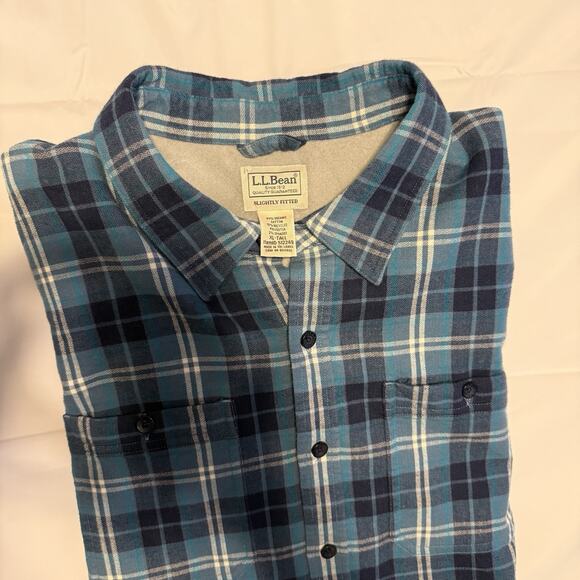 LL Bean Plaid Flannel Shacket Men's Sz XL-Tall Fleece Lined Button Shirt Jacket - Picture 3 of 11